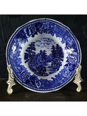 Vintage Landscape Blue By Arabia Of Finland Fruit Dessert Sauce Berry Bowl